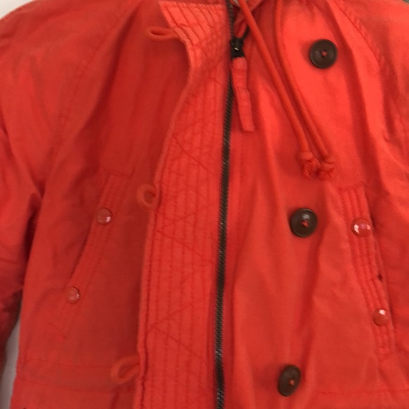 WHO.A.U Orange Coat Parka anorak with faux fur lined hood size S - Picture 6 of 11